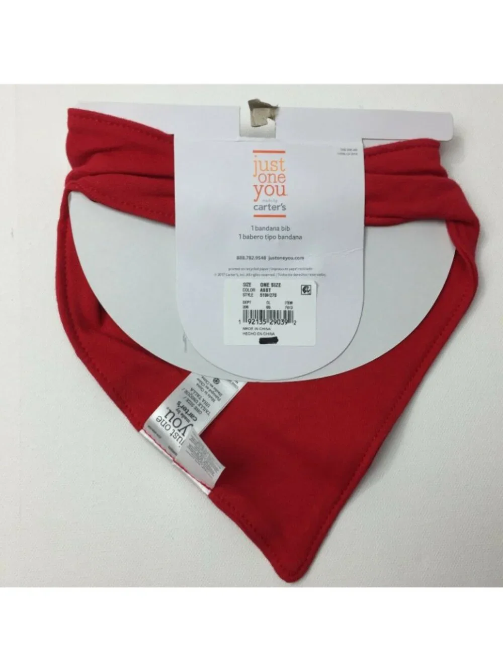 Just One You By Carters Baby Red Bandana Bib With Santa Beard Appliqué One Size